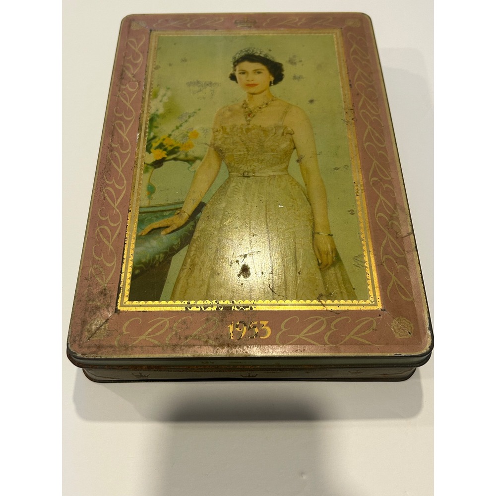 Vintage 1953 Queen Elizabeth II Coronation Tin Edward Sharp & Sons England